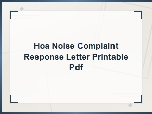 Florida Hoa Noise Complaint Response Letter Template