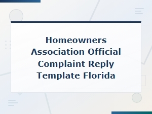 Florida Hoa Official Complaint Reply Template