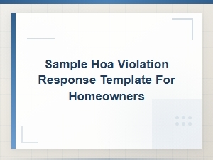 Sample Hoa Violation Response Letter for Florida Homeowners