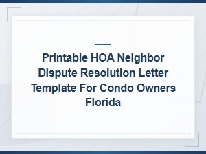 Florida Hoa Neighbor Dispute Resolution Letter Template
