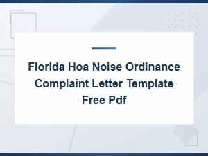 Florida Hoa Noise Complaint Letter Template