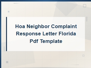 Florida Hoa Neighbor Complaint Response Letter Template